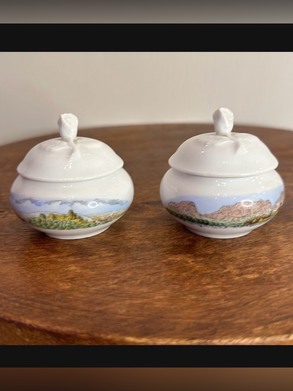 VTG Hutschenreuther US-Zone Germany Heidelberg Porcelain Trinket Boxes Set of 2